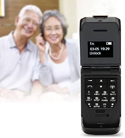 Jectse Mini Phone, Unlocked Flip Phone with 0.66 Inch Screen, 300mAh Battery, Mini Flip Mobile Phone Foldable Cell Phone Tiny Phone for Kids Eldelys (Black)