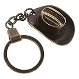 WATIIFUFU Porte-clés Mini Chapeau Cowboy en Alliage Cuivre Ancien, Porte-clés Mignon pour Paquet à Dos, Accessoire Suspendu Décoration Clés, Porte-clés Compact Rétro pour Femmes, Présent