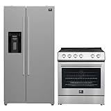 Forno Premium 2-Piece Kitchen Bundle - 30-Inch Electric Range and 36-Inch Side by Side Refrigerator with Water Dispenser in Stainless Steel - FBDL-003-06US