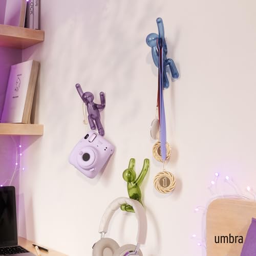 Image of Umbra Buddy Wall Hooks, Drill-Free Pin-Point Coat Hooks, Gem Multi