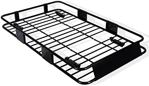 Polar Aurora 64″ Universal Roof Rack Cargo Carrier Adjustable Car Top Luggage Basket Holder with Net and Dust Cover