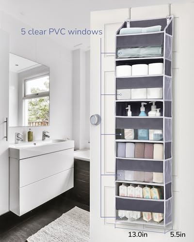 Image of ULG 1 Pack Compact Size Over Door Organizer Slim Door Storage for Small-Sized Doors, 5 Shelves, Dark Gray