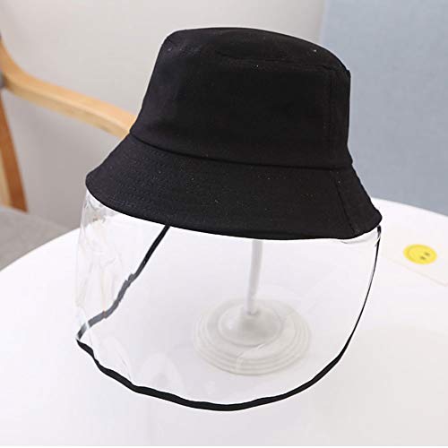Kids Protective Face Shield Hat Face Mask Cap Anti-Saliva Hat Anti Pollution Bucket Hat Dustproof Splash Facial Cover Removable Dustproof Cover Fisherman Hat Boys Girls Cotton Sun Hat,Black
