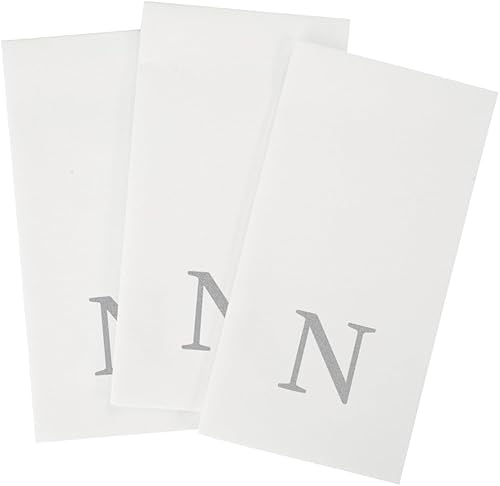 Miniatura 197 de Luxenap - Toallas de invitados de 15.8 x 7.9 pulgadas, 50 toallas de mano con letras plateadas, letra "P", fuente Sans Serif, servilletas de papel