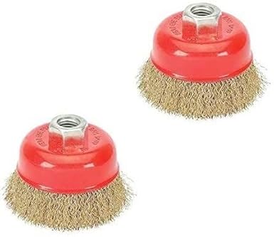 Inditrust New 2pc 3 inch Crimped Wire Wheel Cup Brush Set for Angle Grinder to Remove Rust