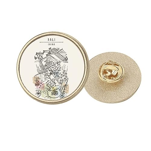 Broche clip ronde en métal doré Dali Park Chine taille M pour costume