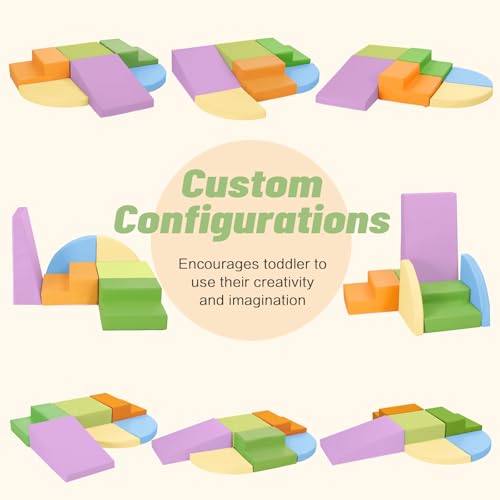 Image of TODIBY 6-Piece Foam Climbing Blocks for Toddlers: Baby Foam Climbing Gym PU Leather Colorful Indoor Toy Building Blocks