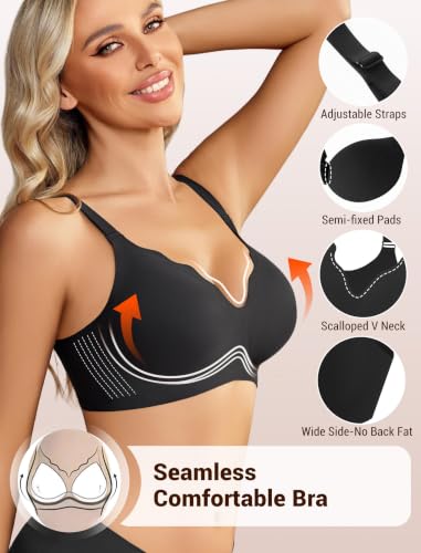 Image of Avidlove Jelly Bras for Women No Underwire Seamless Bralettes Wireless Push Up Scalloped Full Coverage Sports Everyday Bra