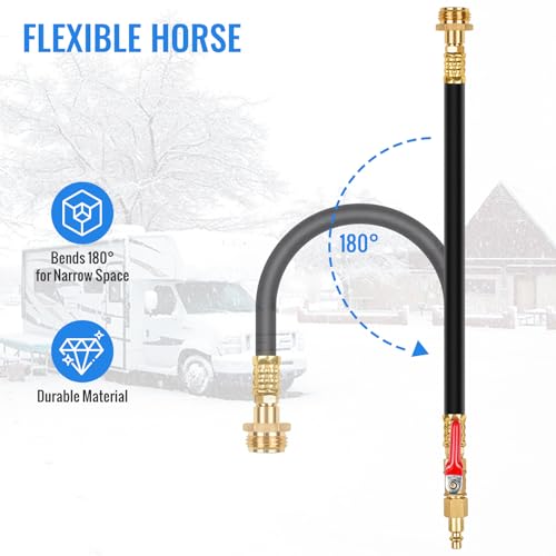 Image of RV Winterizing Kit Sprinkler with Shut Off Valve Winterize Sprinkler System,16.73 Inch Air Compressor Kit Blow Out Adapter Water Blowout Adapter for Camper Travel Trailer Motorhome Boat