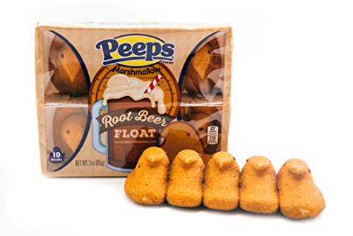 Root Beer Float Flavored Marshmallow Peeps - 2 Packs of 10 - Soda Pop Flavored Marshmallow Chicks - Gluten Free - Retro Holiday Candy for Easter Baskets and Edible Decorations