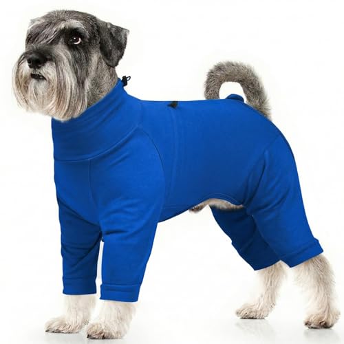 Image of Recovery Suit for Medium Dogs, Adjustable Dog Onesie, Blue, M