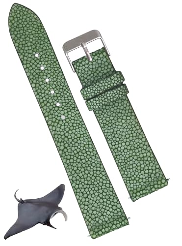 Exotic 22mm Slim Green Watch Band for Men, Handcraft Leather Watch Strap, Easy Install Strap Stainless Buckle Present Gift Husband Boyfriend Son Christmas Fathers Day Birthday DHNO6822MM