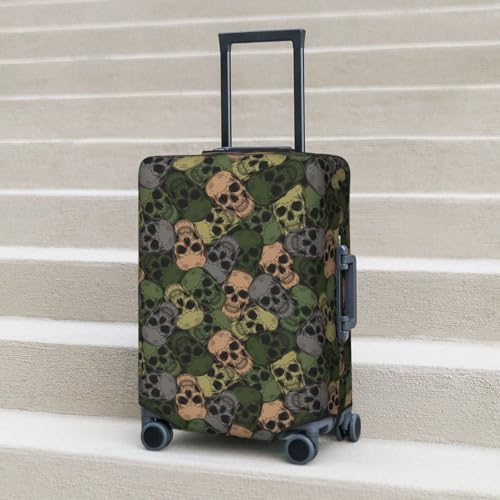 Camouflage Skulls Print Luggage Cover For Suitcase,Washable Elastic Travel Suitcase Protector With Zipper Closure And Bottom Buckle – Fits 18-32" Luggage-Small 6