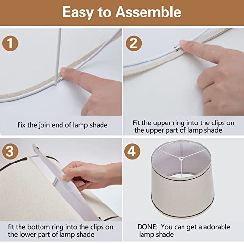 Luvkczc Lampshades Medium Set Of 2 For Table Lamps Lampshades Floor Lamps, Fabric Drum Lampshades, 13" Top X 11" Bottom X 10" High, Medium Lampshades, Lamp Shade Harp Holder Included #TOP6