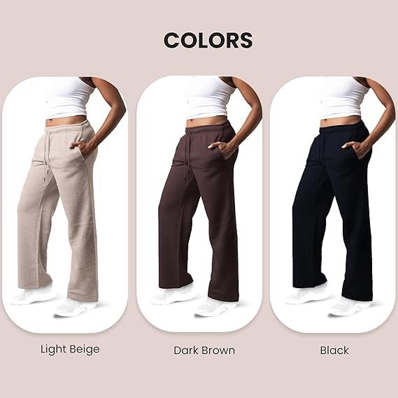 Common Stitch 3 Pack Sweatpants Women, Wide Leg Womens Sweatpants, Workout - Yoga Pants (Available in Plus) - Image 4