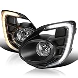 SPEC-D TUNING Chrome Fog Lights with LED Strip + H16 Bulbs + Switch + Wiring Compatible with 2016-2017 Mitsubishi Lancer, L+R Pair Assembly