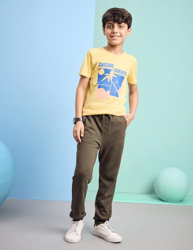 Image of Amazon Brand - Symbol Boys 100% Cotton Graphic Printed Half Sleeves T-Shirt | Age 6-14 Years (Available in Combo Pack of 3 and 5)