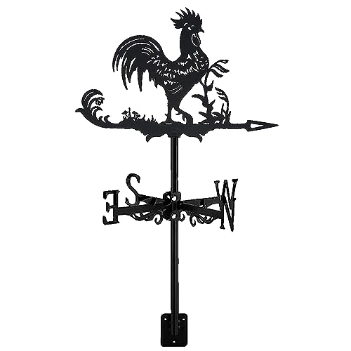 Banderuole per Giardino Banderuola segnavento in Metallo a Forma di Gallo Indicatore di direzione Decorazione Artistica da Giardino per Fattoria Giardino Cortile Design con Silhouette Nera