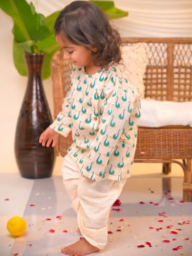 Image of POLKA TOTS Premium Cotton Dhoti Kurta Set for Kids Boys | Traditional Angrakha Style Ethnic Wear for Boys | Kurta Dhoti Set for Kids | Festive & Wedding Clothing Set for Baby