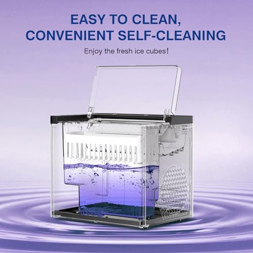 Image of Countertop Ice Makers Machine, Portable Ice Machine Producing 9 Ice Cubes Within 6 Mins, Bullet Ice Available in Two Sizes(S /L), Compact Mini Ice Maker Appliance for Home Kitchen Camping (Inky)