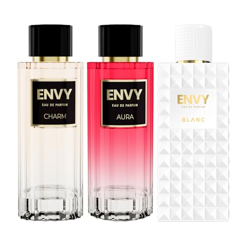 Image of ENVY Charm, Aura & Blanc Perfume - 100 ML Each, Pack of 3 | Long Lasting Perfume For Women