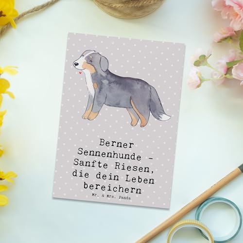 Mr. & Mrs. Panda Postkarte Berner Sennenhund Freude - Geschenk, einzelkarte, Hunderassen Vielfalt, Eigenschaften, liebevolle Hunde, Hund, Postkarten, Grußkarte, Ansichtskarte, sanfte Riesen