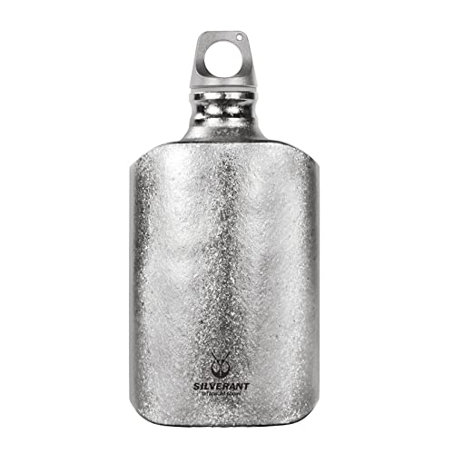 Ultralight Titanium Water Bottle 600ml/21 fl oz Crystallized Finish - Outdoor Camping Hiking Sports Hydration Bottle with Insulating Thermal Sleeve & Leakproof Clip Loop Cap - Slim Design
