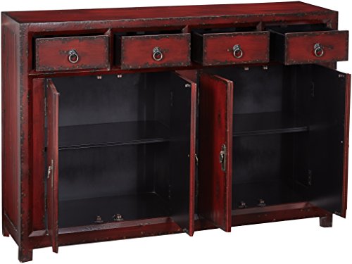 Hooker Furniture 58'' Red Asian Cabinet, Hand Painted Rich #TOP2