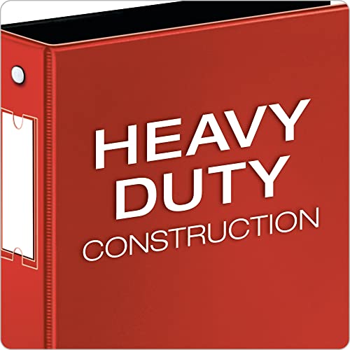 Cardinal 3 Ring Binder, 2 Inch Premier Easy Open Binder, One-Touch Locking Round Rings, Heavy-Duty Covers, 425-Sheet Capacity, Red With Label Holder (18838Cb) #TOP2
