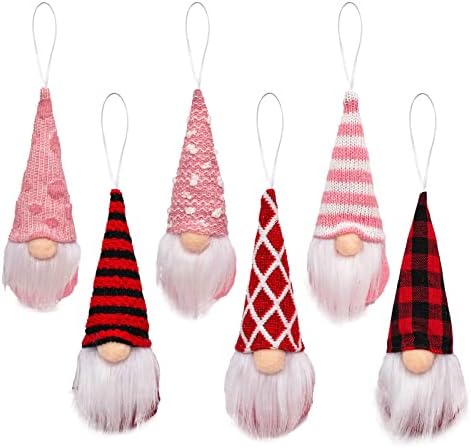 6 Pack Christmas Tree Hanging Ornaments,Tree Hanging Gnomes or Ginger Man Decor Decorative Hanging Gingerbread Ornaments Swedish Handmade Plush Gnomes Santa Elf Hanging Decorations Xmas Tree Decor