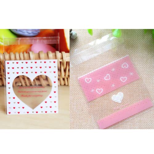 Creve Cell バレンタイン ホワイトデー ハートデザイン ラッピング袋 ギフトバッグ opp袋 チョコレート袋 キャンディバッグ お菓子袋 13×10cm (2種デザイン 50枚セット)