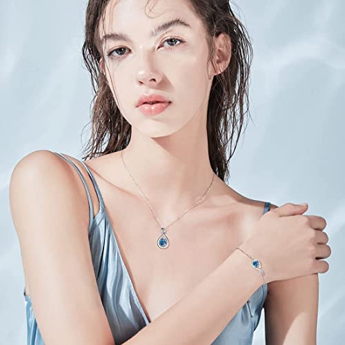 FANCIME London Blue Topaz Bracelet Sterling Silver Infinity November December Birthstone Bracelets for Women, Fine Jewelry Anniversary Birthday Graduation gifts for Her Mom - Image 4