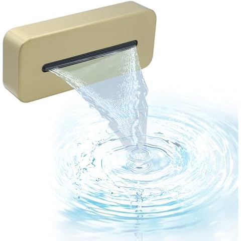 HOMEDEC Luxury Waterfall Bathtub Spout with Up/Down, 5.12 Inch Brushed Gold High Flow Thread-on Tub Filler Spout, Can be Used as Wall Mount Shower Head Bathroom Fixture Without Diverter Cover