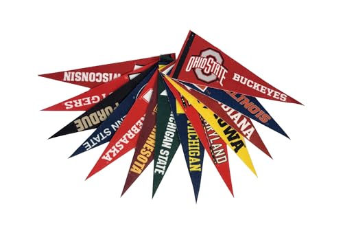 Mini banderines Big 10 para decorar tu habitación o zona de juegos con las 13 escuelas