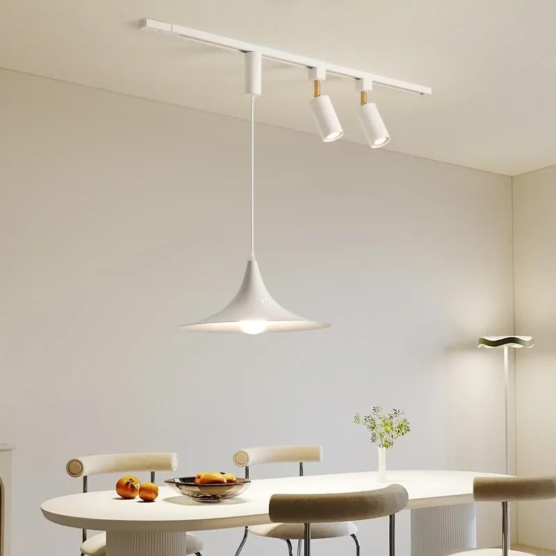 Lampes suspendues LED en bois style nordique avec projecteur de piste mobile