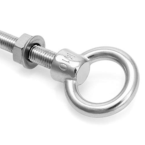 Qwork WD3547 Stainless Steel Machinery Eye Bolt With Shoulder, 5 Pack 3/8 Inch X 4 Inch Long 304 Stainless Steel Marine Grade Shoulder Eye Bolt, Threaded Eyebolts thumb #3