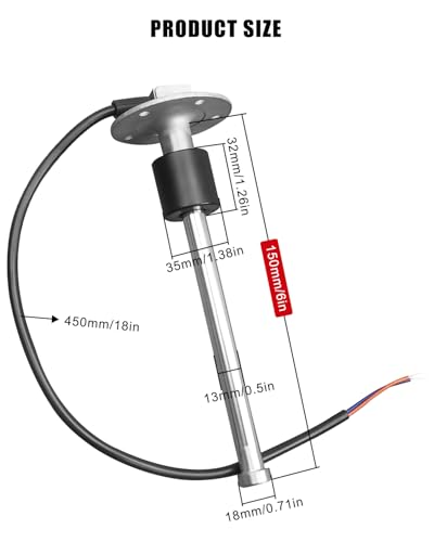 Image of 0-90ohm Stainless Steel Waterproof Gas Water Fuel Level Sensor, 6 inch(150mm) Boat Fuel Tank Sending Unit, for Marine Car RV Truck Vehicle, for 6.3 inch-6.9 inch(160-175mm) Fuel Tank