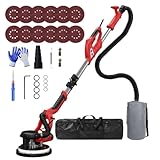 Drywall Sander, 2026 Upgraded 8-Amp Popcorn Ceiling Removal Tool with 7 Variable Speed 800-1800RPM, Drywall Sander with Vacuum Dust Collector with LED Light, Extendable Handle,12pcs Sanding Discs