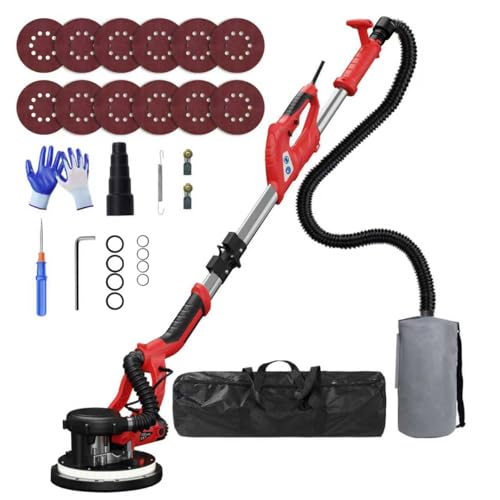 Drywall Sander, 2026 Upgraded 8-Amp Popcorn Ceiling Removal Tool with 7 Variable Speed 800-1800RPM, Drywall Sander with Vacuum Dust Collector with LED Light, Extendable Handle,12pcs Sanding Discs