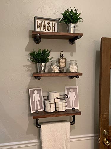 Industrial Pipe Bathroom Shelves Wall Mounted 3 Tier Bathroom Shelves Rustic Wall Pipe Shelving For Bathroom Decor #TOP3