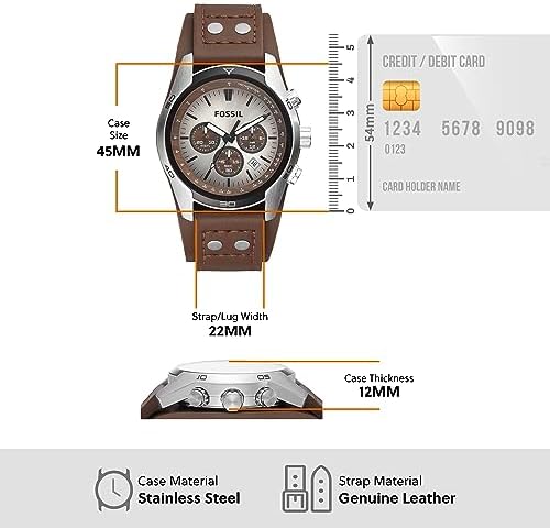 Fossil Coachman męski zegarek, mechanizm chronografu z paskiem ze stali szlachetnej lub skóry