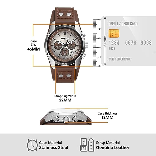 Fossil Coachman Men's Watch with Genuine Leather Bracelet Cuff - Image 6