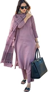 Women Chanderi Silk Look Embroidery Kurta Set with DupattaK3P_23 Price In India