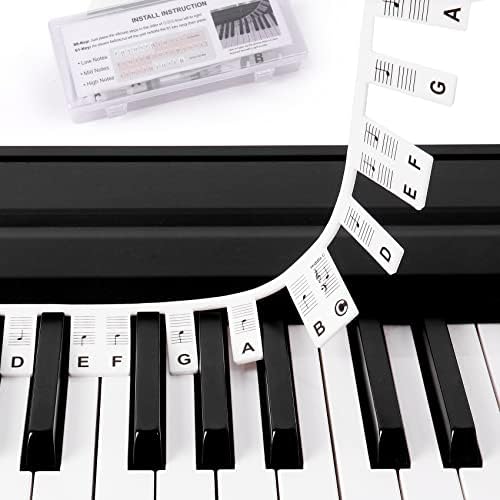 WeBingo Piano Notes Guide for Beginner, Removable Piano Keyboard Note Labels for Learning, 88-Key Full Size, Made of Silicone, No Need Stickers, Reusable and Comes with Box (Classic Black）