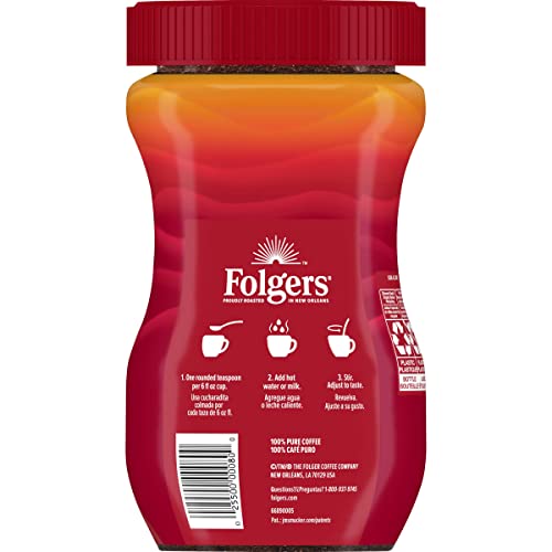 Folgers Classic Roast Instant Coffee, 12 Ounces (Pack of 6)
