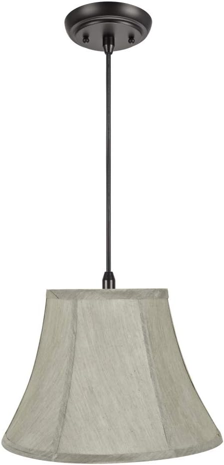 Aspen Creative, Beige, 70223-21 One Plug-in Swag Pendant Light Conversion Kit with Transitional Bell Fabric Lamp Shade, 13" Width