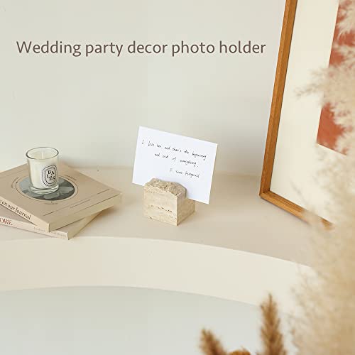 Jimei True Natural Travertine Stone Place Cards - Handmade Polished Unique Wedding Table Signs - Desktop Memo Holder | Escort Card Holders | Party Favors | Photo Display | Business Card Holder #TOP3