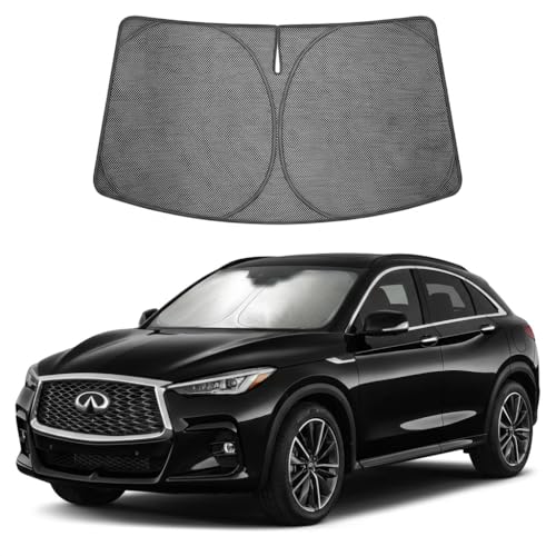 Image of Proadsy Windshield Sun Shade Custom Fit Infiniti QX50 QX55 2019-2026 Ice Crystal Black Front Window Sunshade UV and Heat Blocker Foldable Visor Keeps Car Cooler for Summer Parking and Daily Use