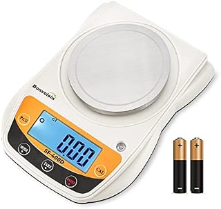 Bonvoisin Digital Lab Scale 600g x 0.01g Precision Electronic Scale LCD Display Analytical Balance Jewelry Scale Scientific Scale 0.01g Accuracy (Orange and Black)