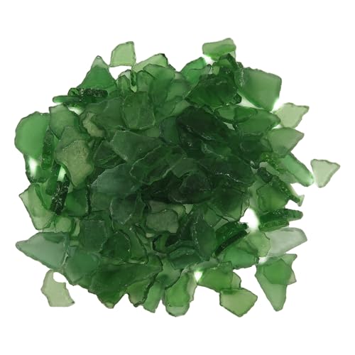 YINBEILIXU Sea Glass Pieces, Beach Seaglass, Aquarium Gravel, Broken Glass Pieces for Crafts, Aquarium Decor, Vase Fillers, Art Nautical Wedding & Home Decoration,13oz-370g (Green)